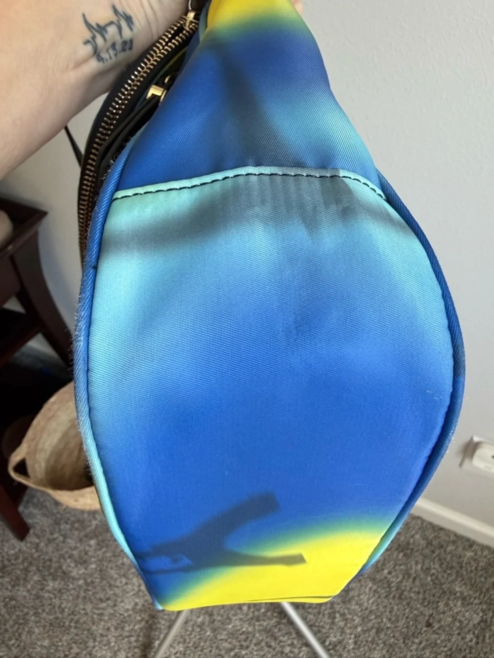 Karl Lagerfeld Paris Cara nylon Blue & Yellow Gradient‎ Eiffel Crossbody Bag